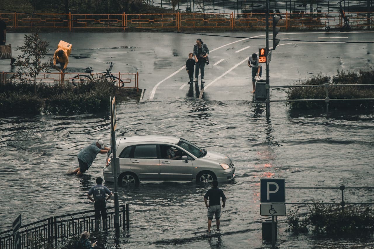 Flood cleanup on a Houston street